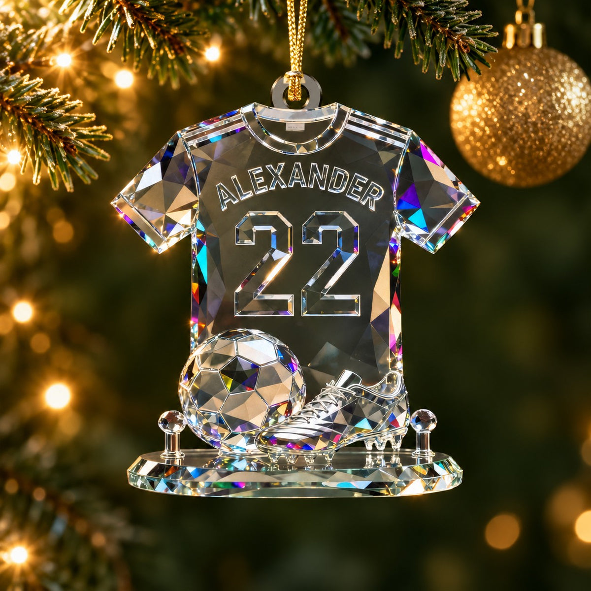 Soccer Theme Stained Glass Crystal Effect Acrylic Ornament, Soccer Player Gift, Soccer Ornaments