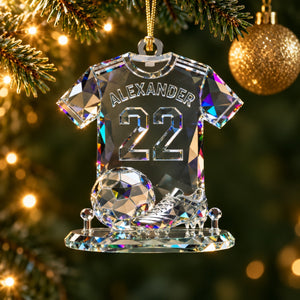Soccer Theme Stained Glass Crystal Effect Acrylic Ornament, Soccer Player Gift, Soccer Ornaments