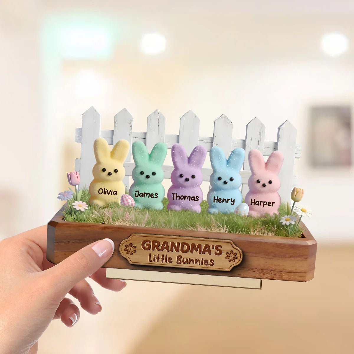 Easter Grandma Little Bunnies - Personalized Wooden Plaque - Easter Gift For Grandma