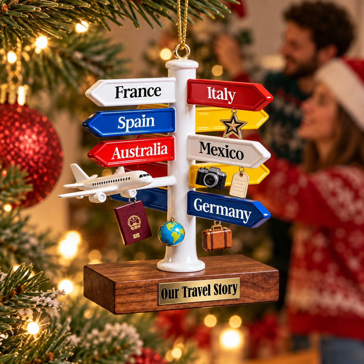 Personalized Travel Destination Sign Ornament