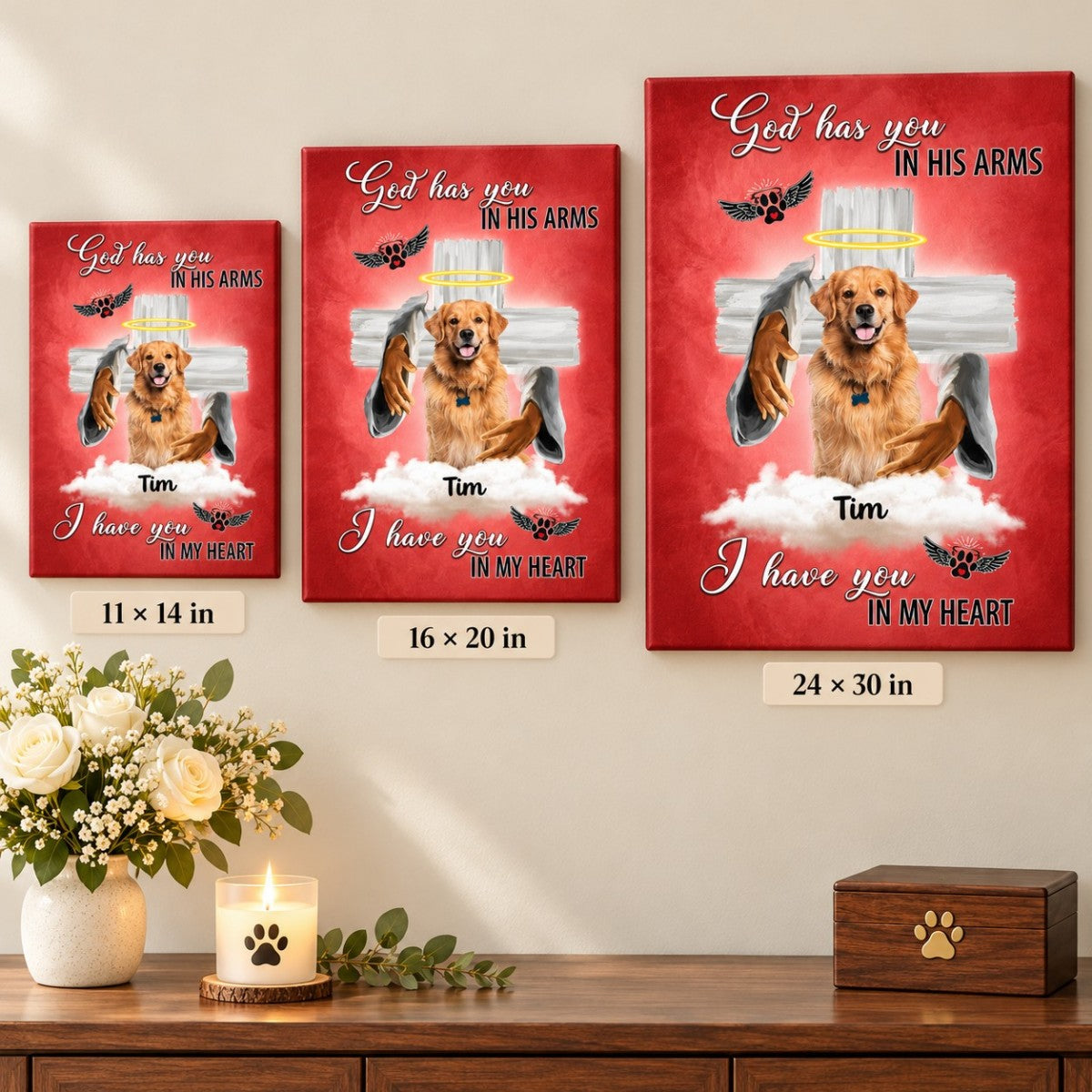 Memorial Gift - God has you in his arms, i have you in my heart Personalized Canvas