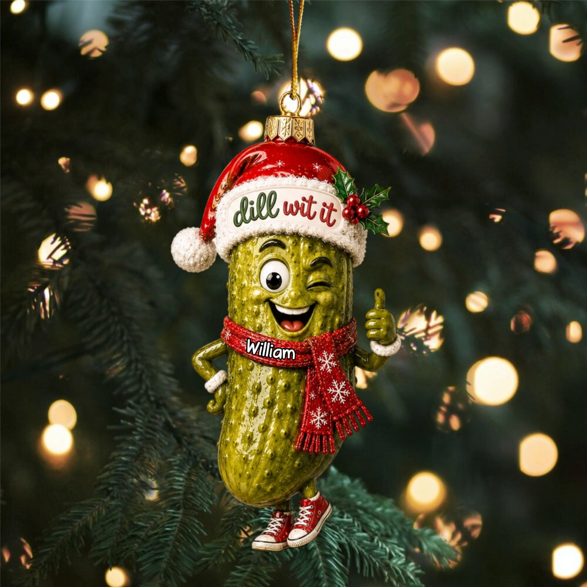 Dill With It - Personalized Pickle Christmas Ornament
