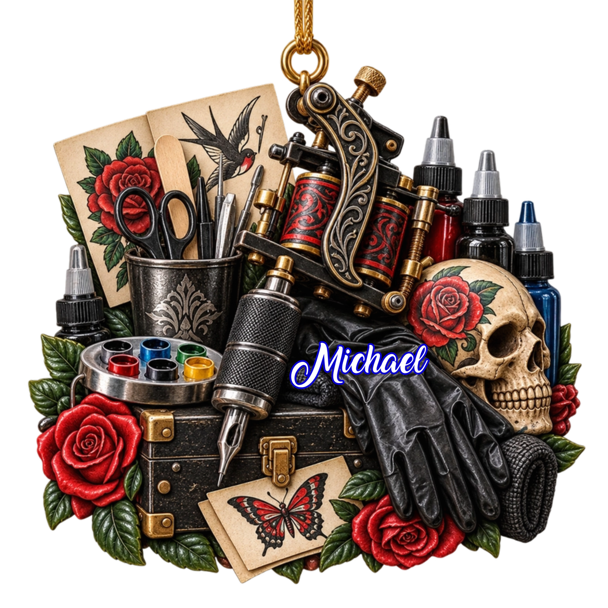 Personal Tattoo Machine Ornament Custom Name Tattoo Artist Christmas Gift