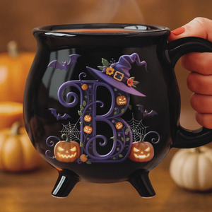 Custom Ceramic Cauldron Coffee Mug - Personalized Halloween Witchy Gifts For Besties, Sisters, BFF, Family, Yourself - Brew And Boo