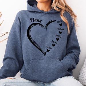 Personalized Grandma and Grandkids,Grandma Heart Pure cotton hoodie