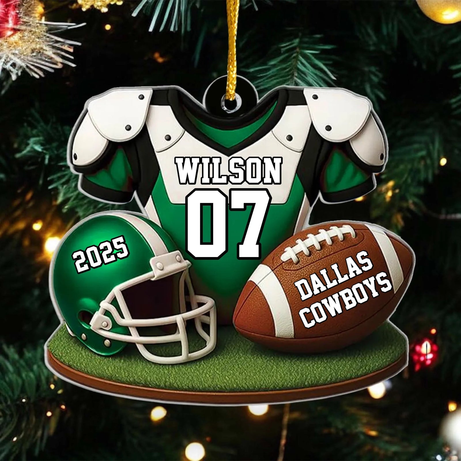 American Football Player Uniform - Personalized Acrylic Ornament, Gift For Football Player, Football Family Holiday Decor