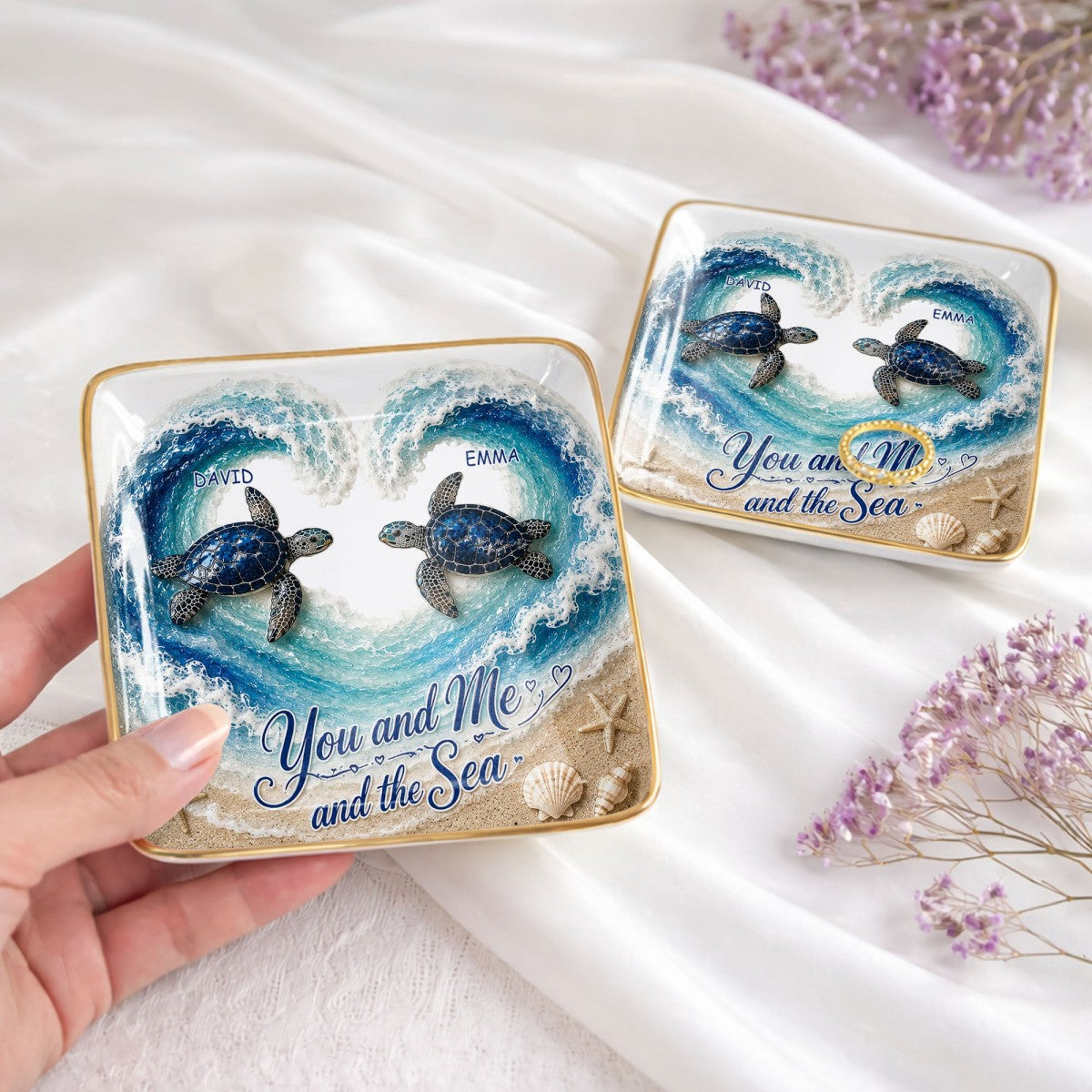 You And Me And The Sea Personalized Ceramic Dish