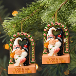 You & Me We Got This, Heart And Roses, Personalized Custom Wood Ornament, Gift For Couples