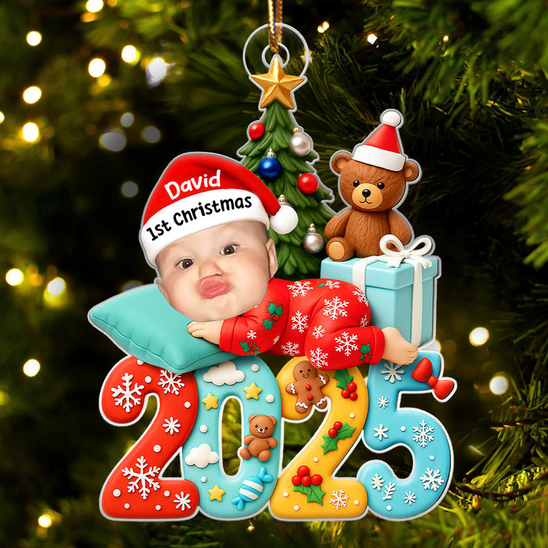 Baby's First Christmas Keepsake – Personalized Acrylic Ornament with Baby Photo For Holiday Tree Decor