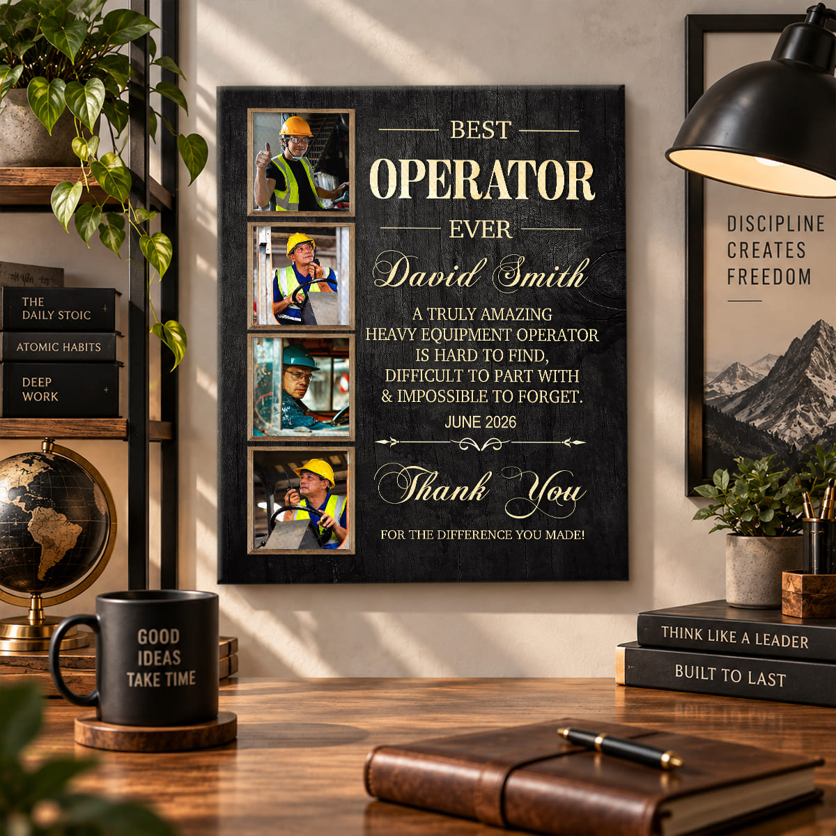 Personalized Heavy Equipment Operator Retirement Gift, Best Operator Ever Photo Canvas, Custom Construction Worker Appreciation Gift, Coworker Leaving Gift
