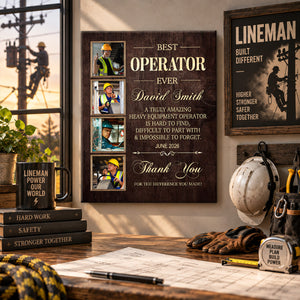 Personalized Heavy Equipment Operator Retirement Gift, Best Operator Ever Photo Canvas, Custom Construction Worker Appreciation Gift, Coworker Leaving Gift