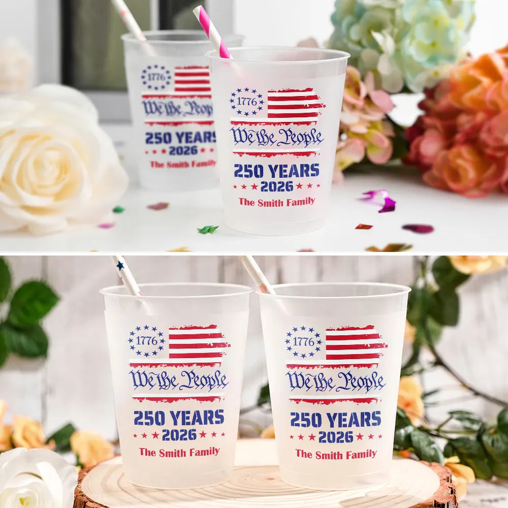 We The People 250 Years 1776 - Family Personalized Frosted Cups