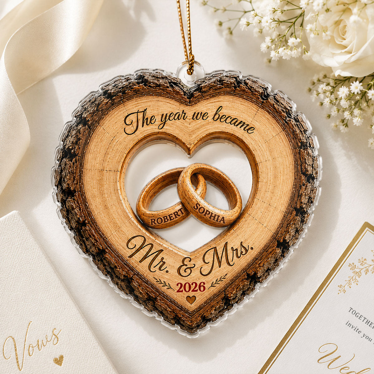 Together Forever Couple Anniversary - Personalized Acrylic Ornament - Heartfelt Gift for Her, for Him