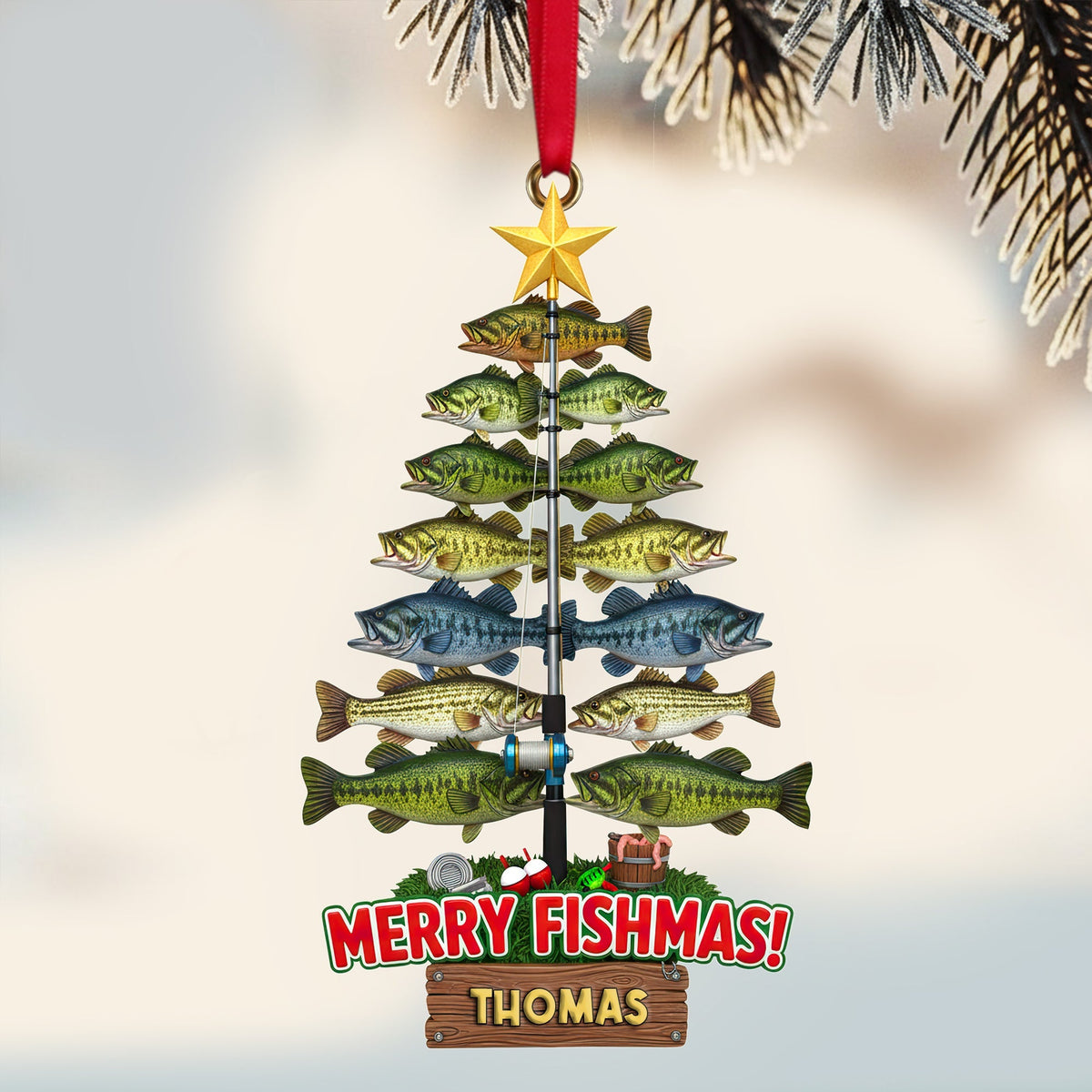 Merry Fishmas - Personalized Ornament Christmas Gift for Fishing Lovers