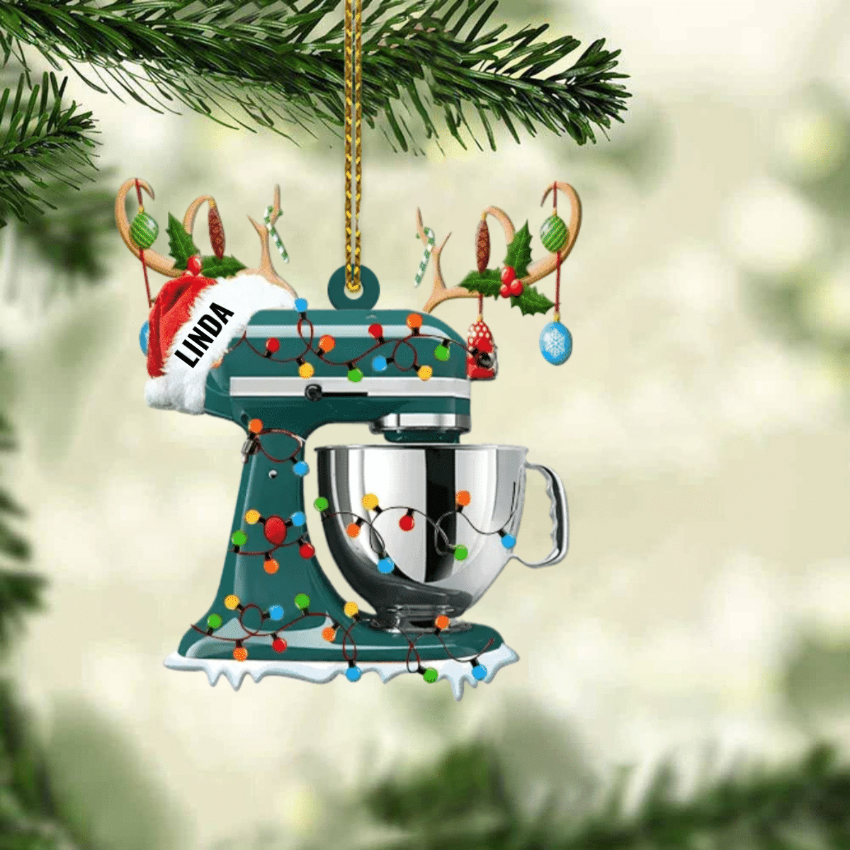 Personalized Christmas Reindeer Baking Mixer Ornament for Baker, Gift for Mom Who loves Baking