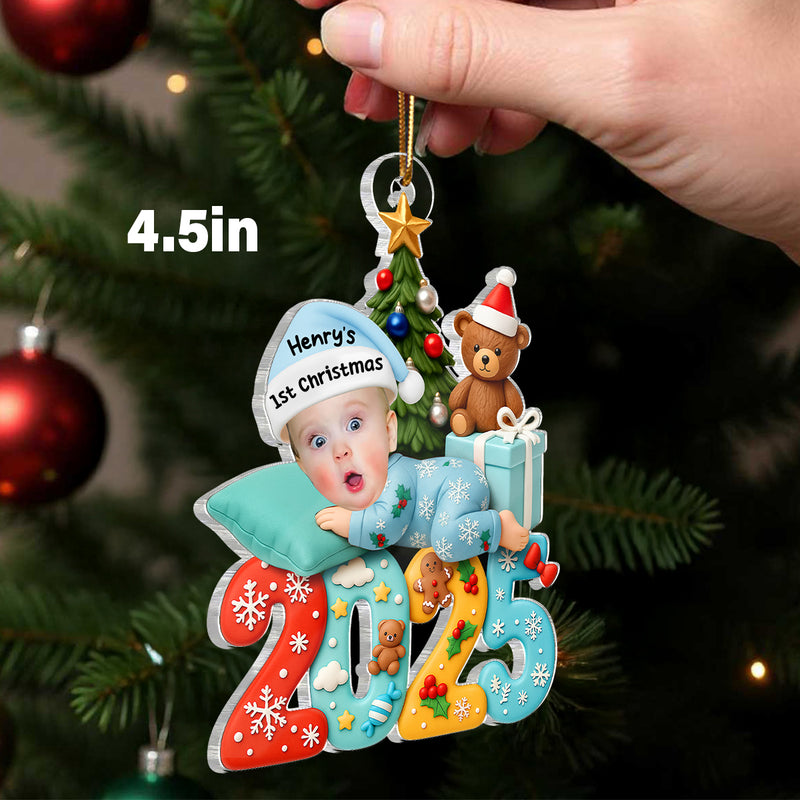 Baby's First Christmas Keepsake – Personalized Acrylic Ornament with Baby Photo For Holiday Tree Decor