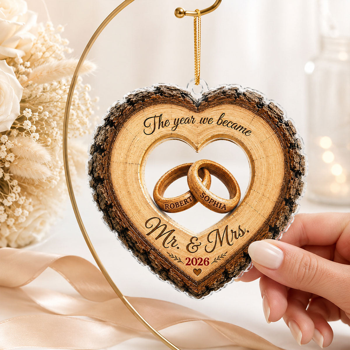 Together Forever Couple Anniversary - Personalized Acrylic Ornament - Heartfelt Gift for Her, for Him