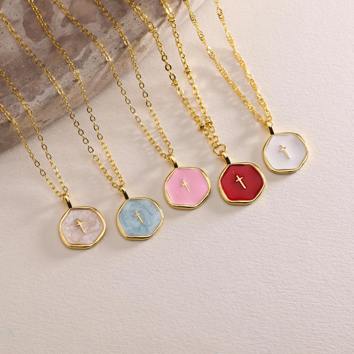 Enamel Mini Cross Necklace, Tiny Cross Necklace, Religious Necklace