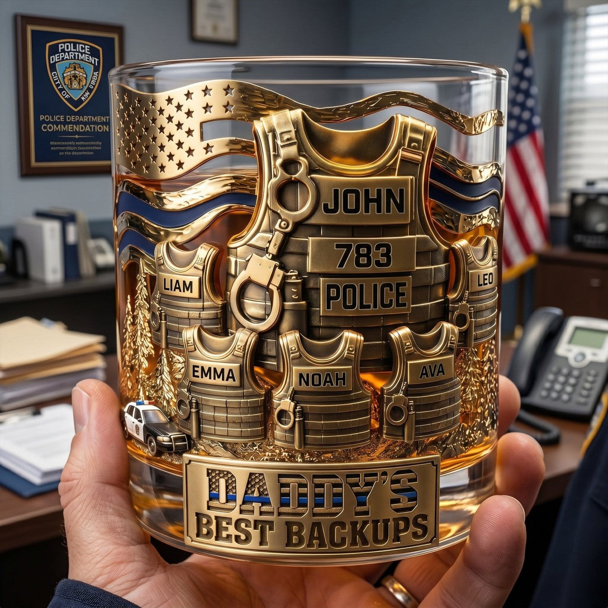Legendary Police Dad Whiskey Glass – Personalized Gifts For Police Officer