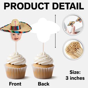Mexican Fiesta Sombrero Maracas – Custom Photo Personalized Cupcake Topper