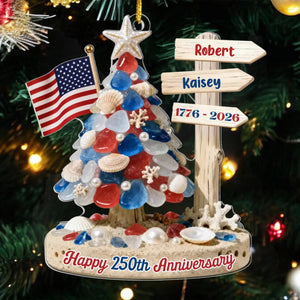 Stars, Stripes & Holiday Lights - Personalized Acrylic Ornament