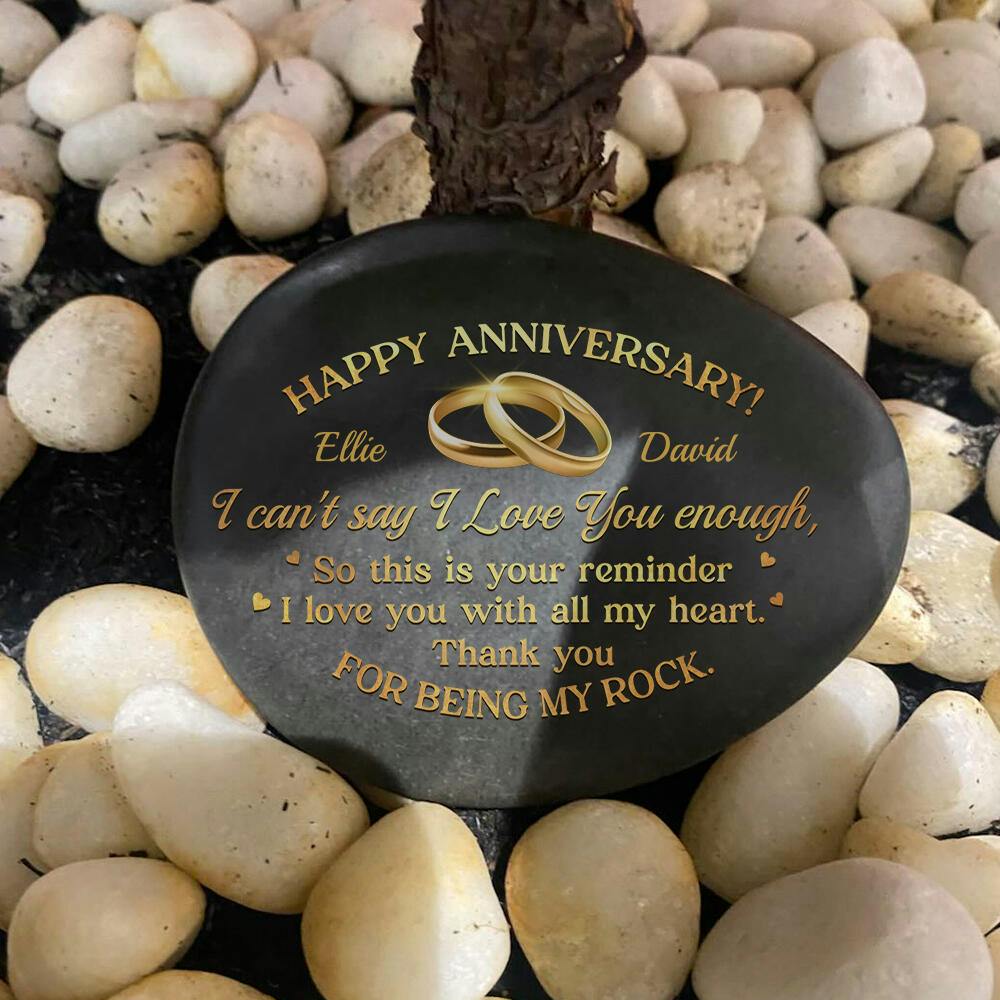 Custom Printed Rock - Personalized Anniversary Wedding Gifts For Husband And Wife, Him And Her - My Daily Dose Of Happy