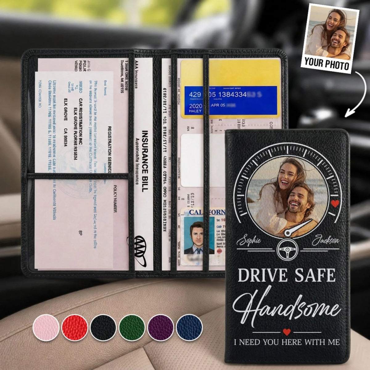My Heart Rides With You - Personalized Custom Car Document Holder
