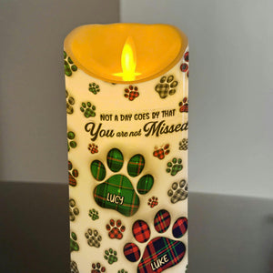 You Left Paw Prints On My Heart Memorial Personalized LED Candle