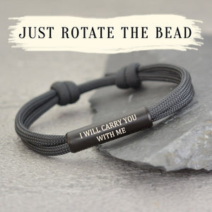 Custom In Loving Memory Bracelet "I Will Carry You With Me" Personalized Engraved Memorial Bracelet