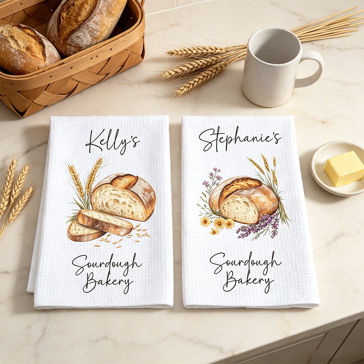 Custom Sourdough Bread Kitchen Towel Personalized Baking Gift