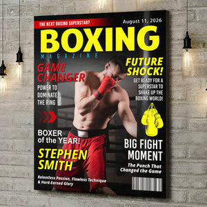 Personalized Boxing Gift For Men – Custom Magazine Cover Canvas For Boxing Lovers, Coaches & Retirement