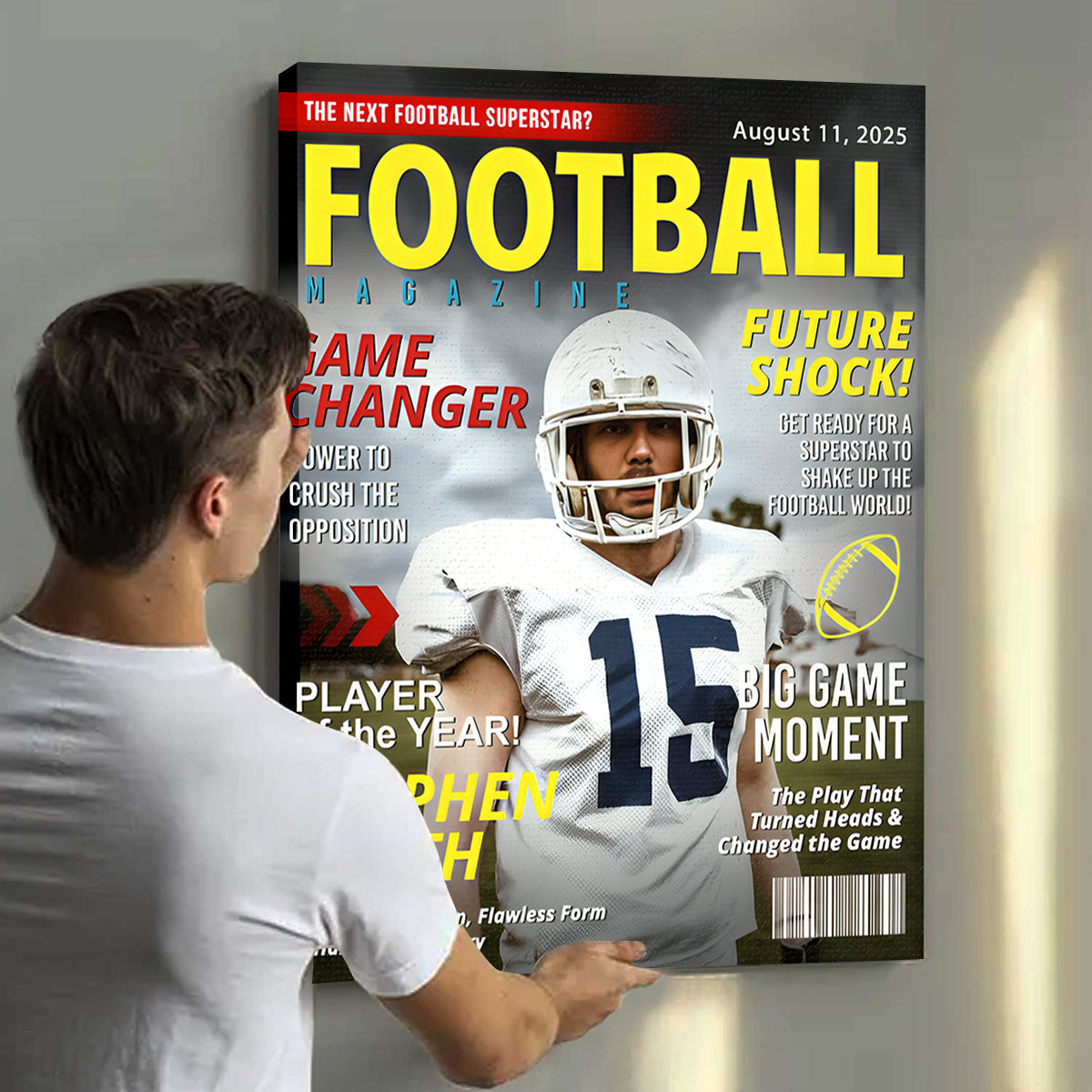 Custom Football Magazine Cover, Great Gift for Football Lovers, Gift For American Football Player, Personalized American Football Gifts