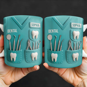 Personalized Dental Coffee Mug Featuring Dental Equipment Designs Gift For Dentists