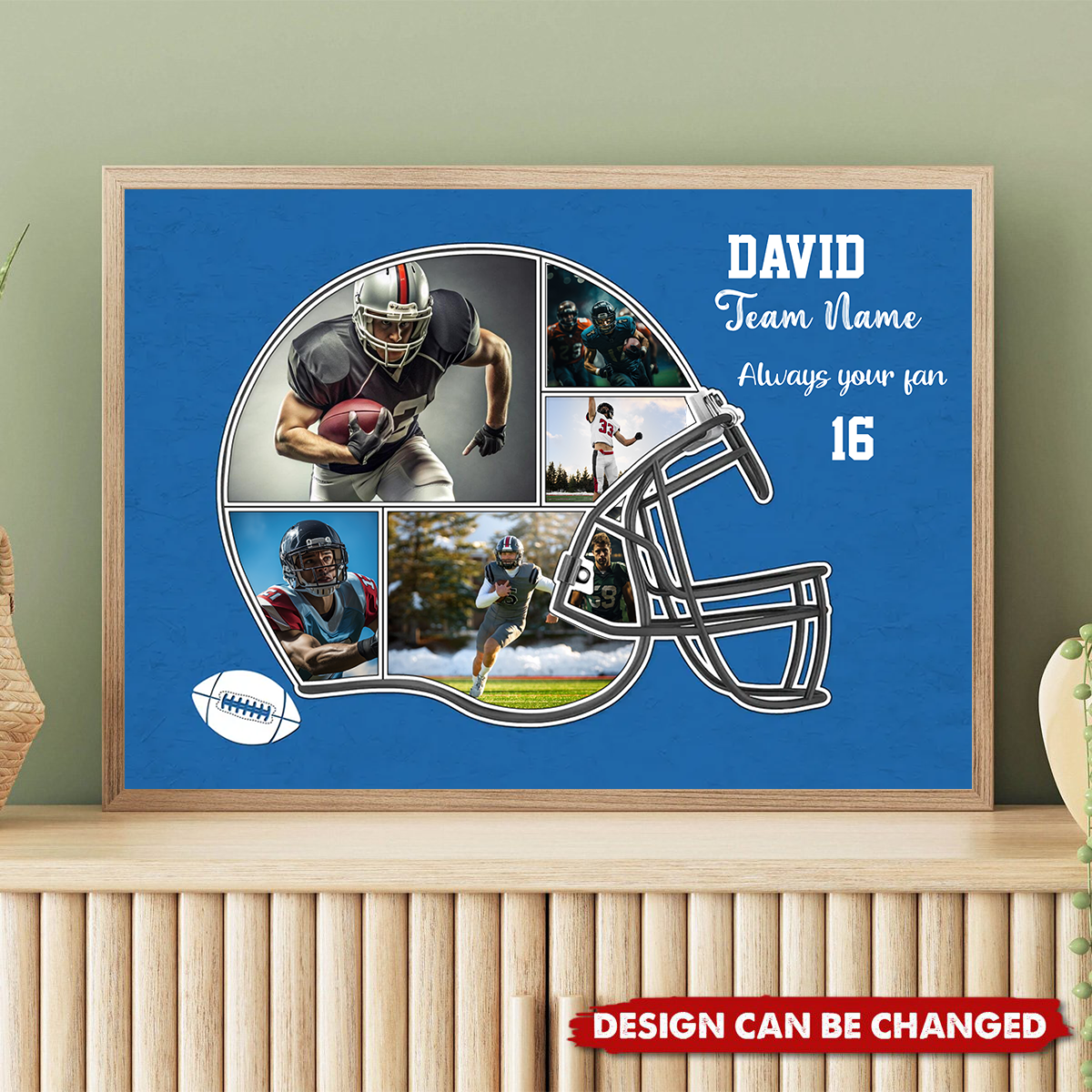 American Football Photo Collage Canvas Personalized Helmet Football Photo Canvas Gift