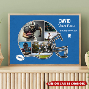 American Football Photo Collage Canvas Personalized Helmet Football Photo Canvas Gift