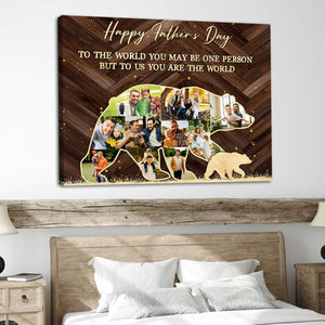 Personalized Bear Shape Photo Collage Canvas Poster | Father’s Day Gift For Dad,Gift for Husband