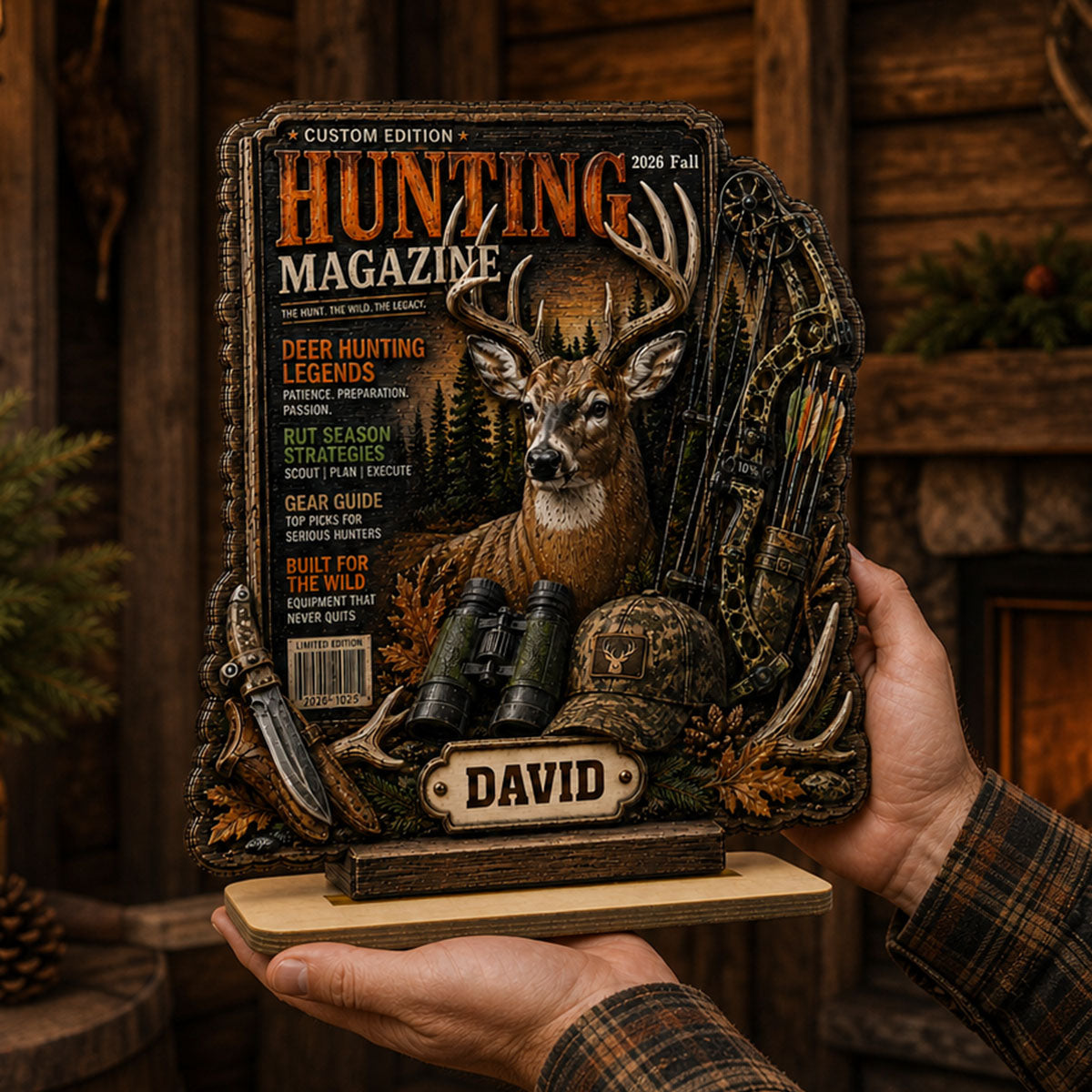 Custom Hunting Magazine Cover Plaque, Personalized Hunting Gifts for Men, Deer Hunting Gifts for Him, Hunting Dad Gift
