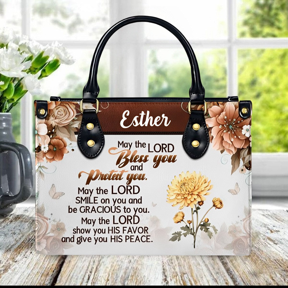 May The Lord Bless You And Protect You-Personalized Leather Handbag