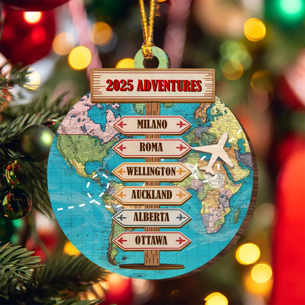Destination Of All Year - Adventure Travel Personalized Wooden Ornament