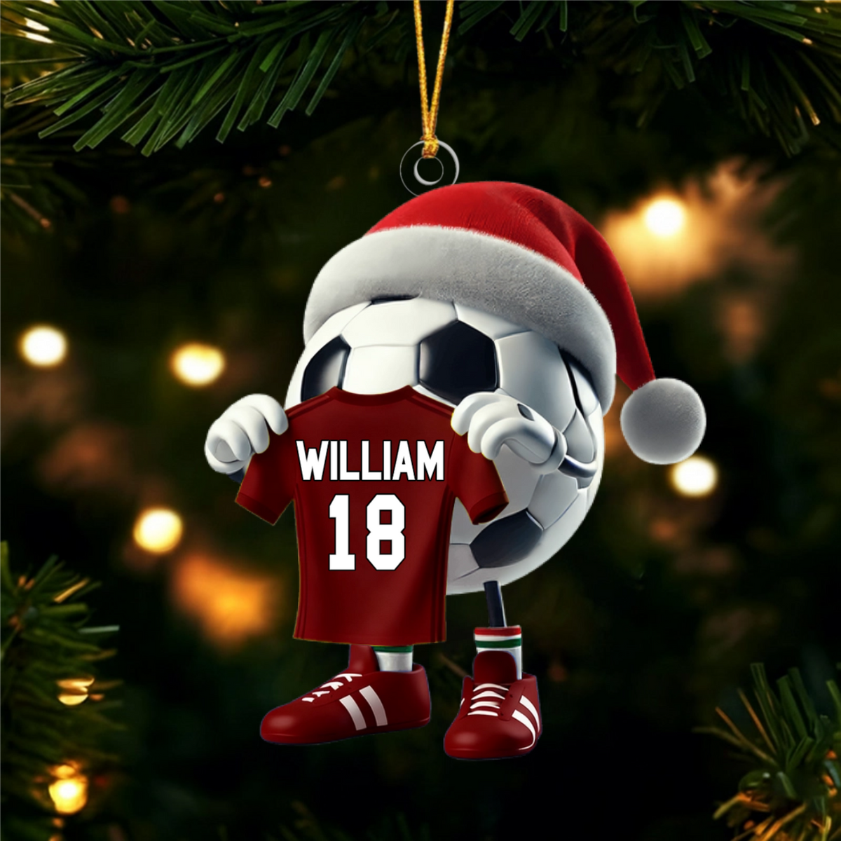Custom Name Soccer Ornament, Soccer Lover Personalized Christmas Gift