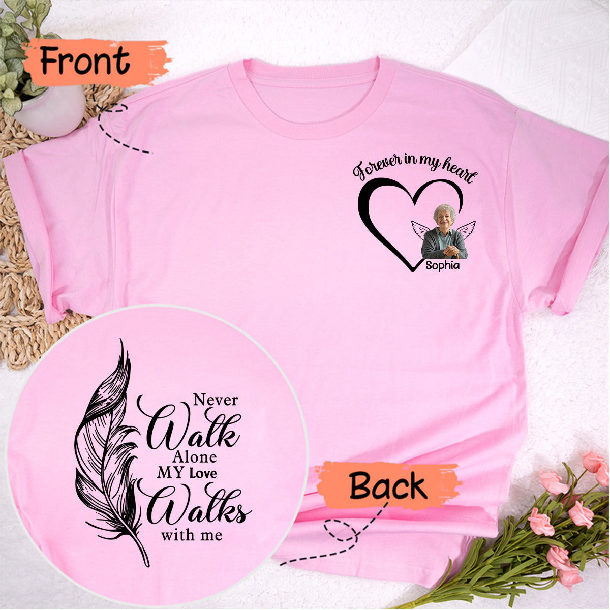 Your Wings Were Ready But My Heart Was Not - Memorial Personalized Custom Back And Front Pure Cotton T-shirt