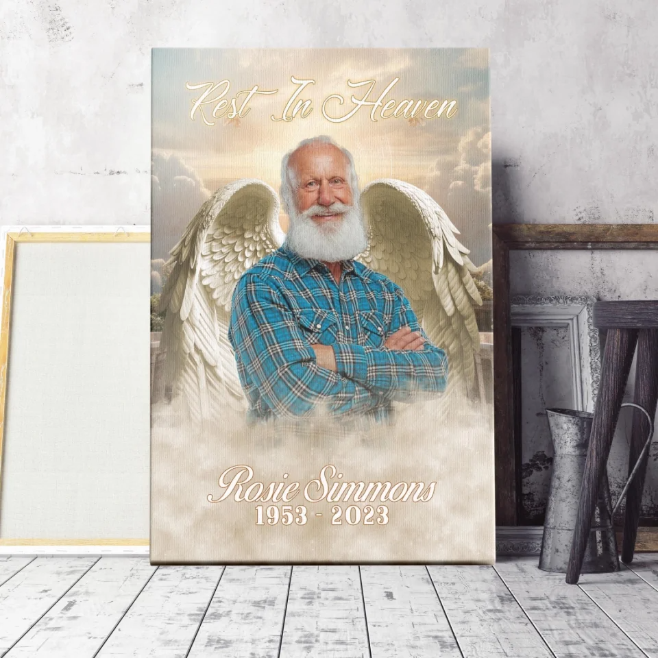Personalized Canvas Print With Angel Wings – Memorial Photo Gift For Lost Loved One