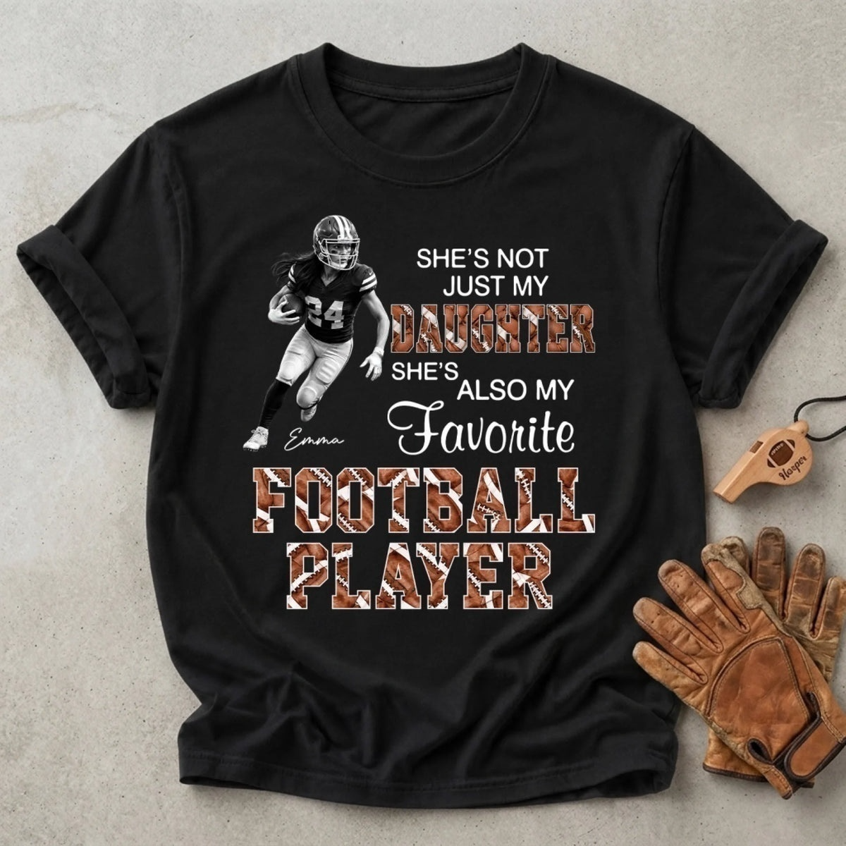 Personalized "Favorite Football Player" T-Shirt – Custom Photo Gift For Grandson & Football Fans