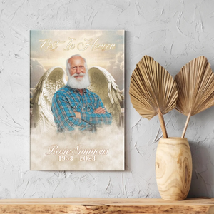 Personalized Canvas Print With Angel Wings – Memorial Photo Gift For Lost Loved One