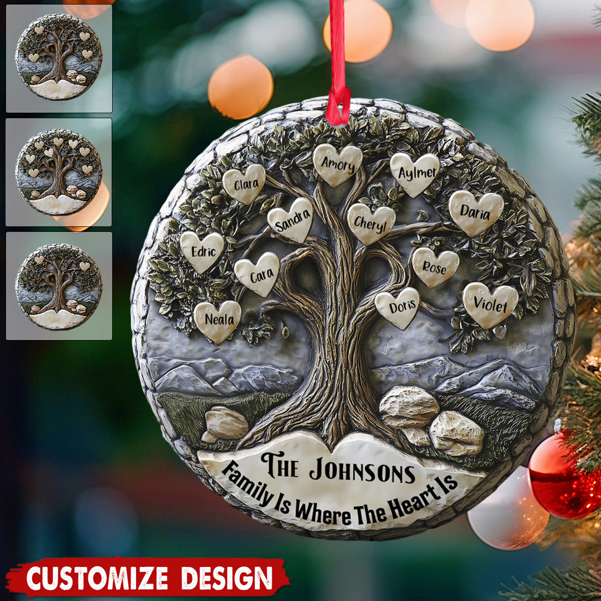 Merry Christmas - Personalized family tree Ornament