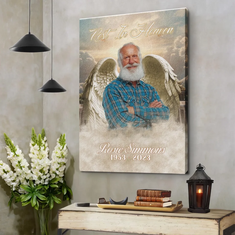 Personalized Canvas Print With Angel Wings – Memorial Photo Gift For Lost Loved One
