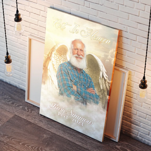Personalized Canvas Print With Angel Wings – Memorial Photo Gift For Lost Loved One
