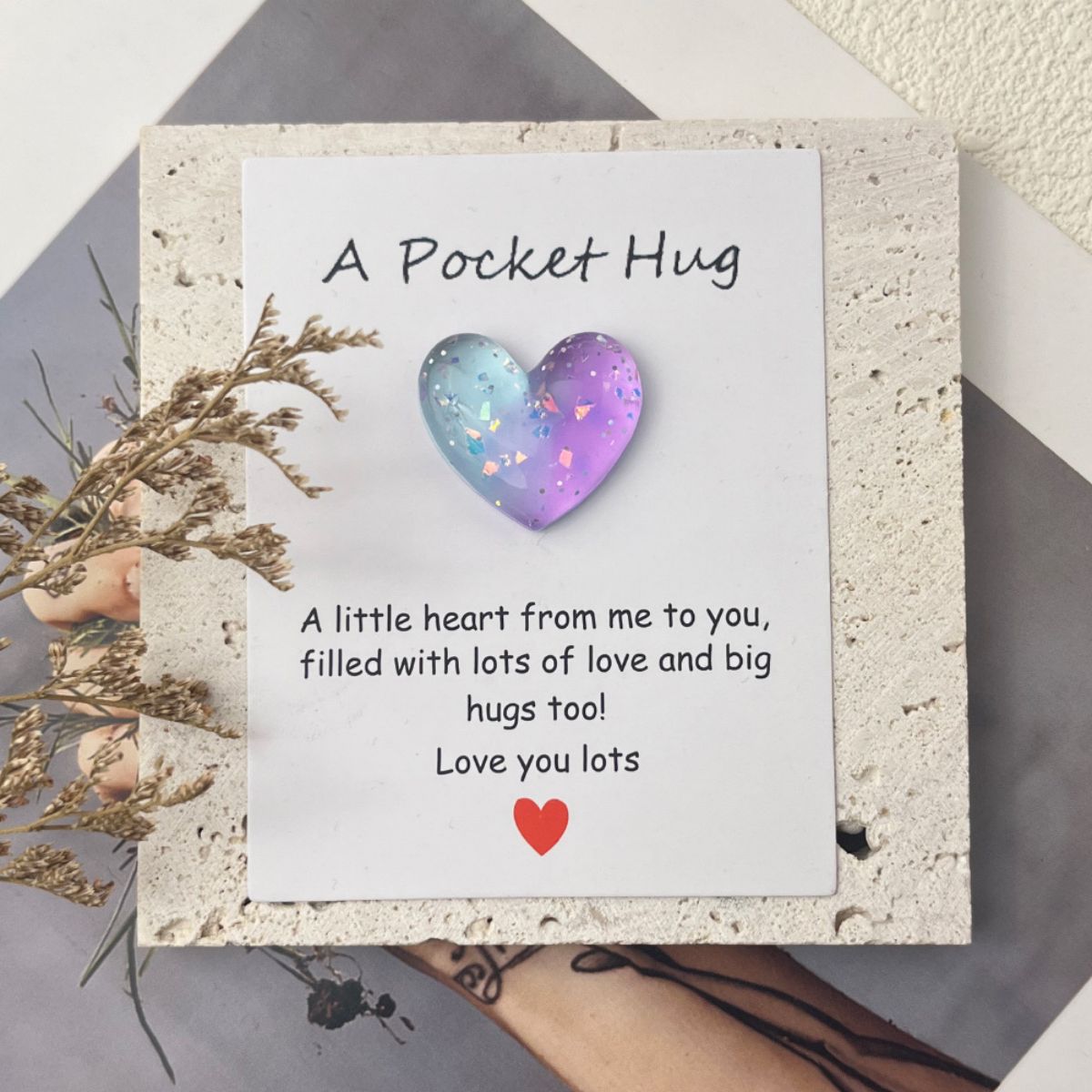 Pocket Hug Heart Token with Inspirational Greeting Card,Ideal Gift for Mother's Day