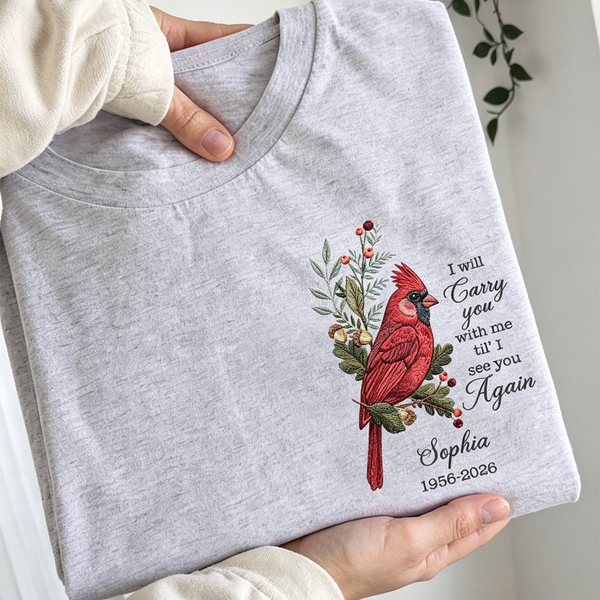 Sympathy Gift For Loss Of Loved One – Personalized Cardinal Memorial Shirt & Hoodie "Your Wings Were Ready, But Our Hearts Were Not"