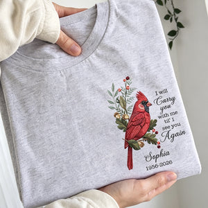 Sympathy Gift For Loss Of Loved One – Personalized Cardinal Memorial Shirt & Hoodie "Your Wings Were Ready, But Our Hearts Were Not"